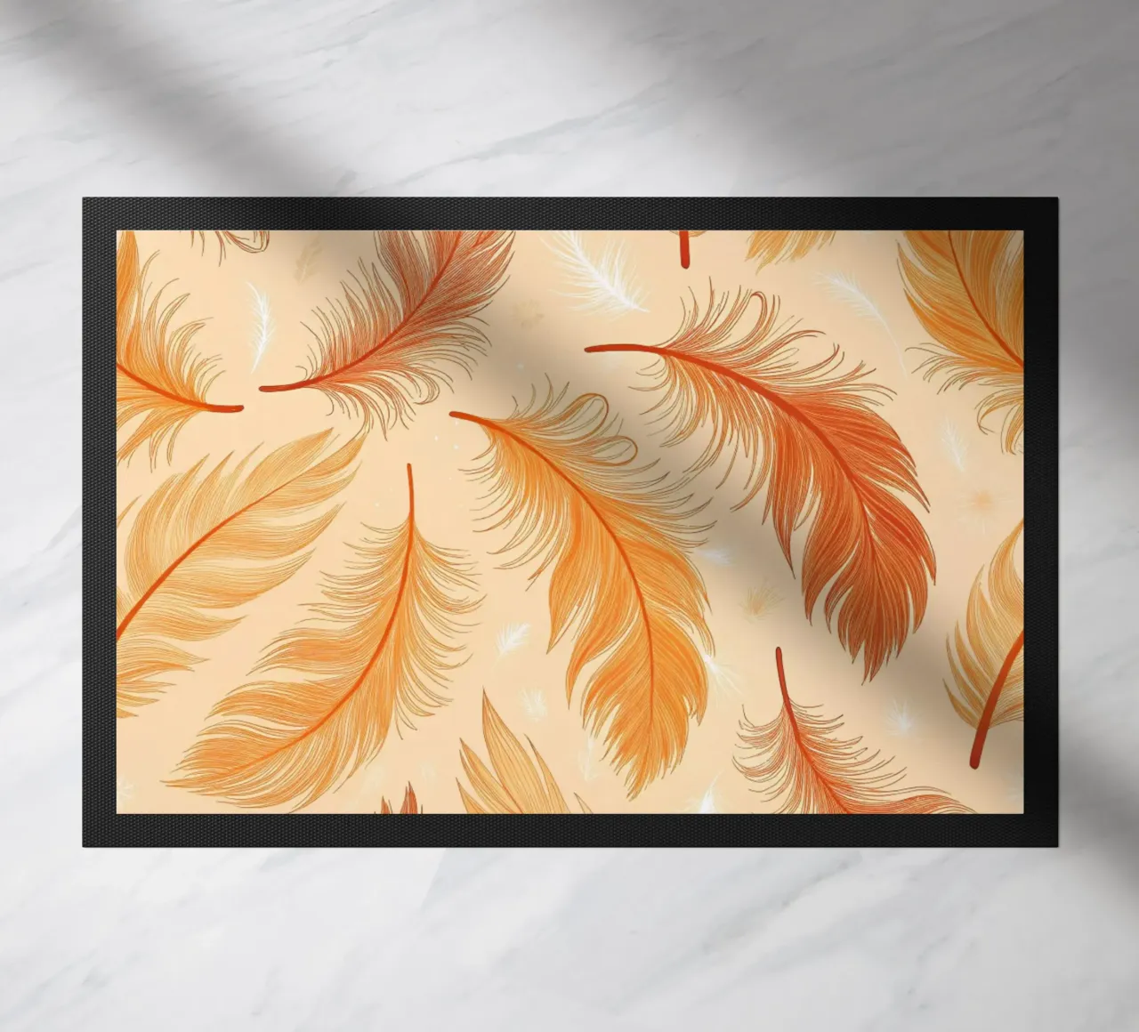 Falling Feathers: A Rustic, Seamless Pattern of Autumnal Hue doormat by Artistic-shop