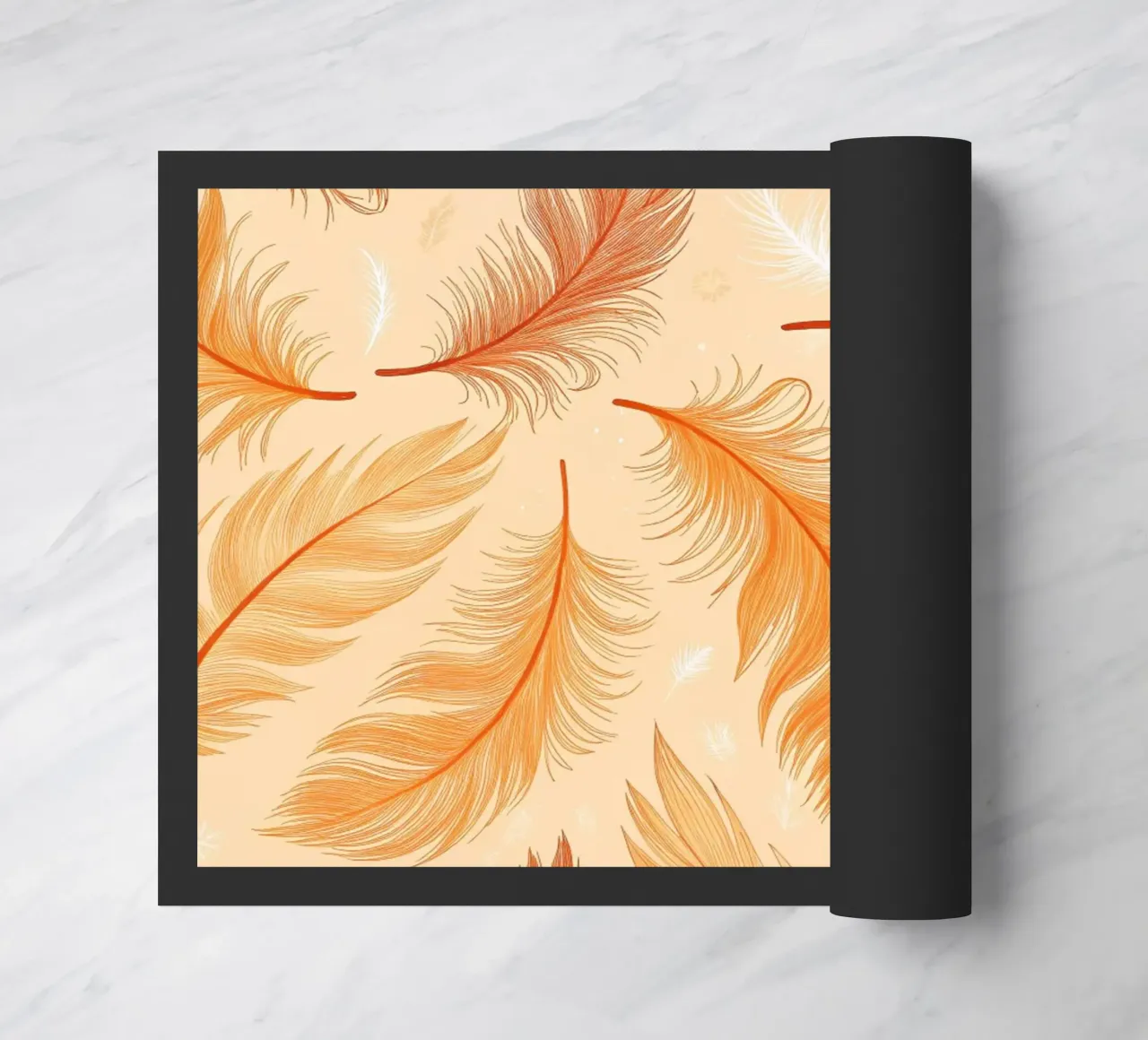 Falling Feathers: A Rustic, Seamless Pattern of Autumnal Hue doormat by Artistic-shop