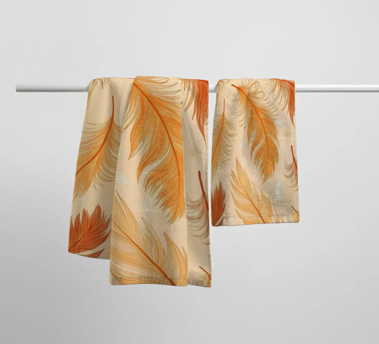 Falling Feathers: A Rustic, Seamless Pattern of Autumnal Hue towel by Artistic-shop