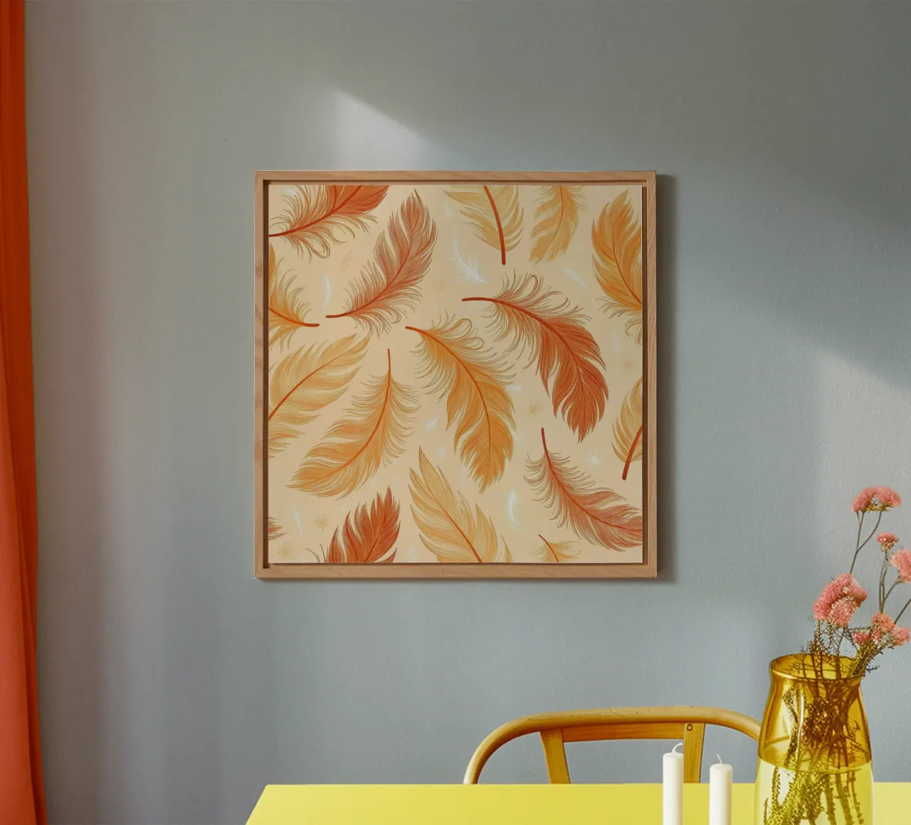 Falling Feathers: A Rustic, Seamless Pattern of Autumnal Hue alu-dibond by Artistic-shop