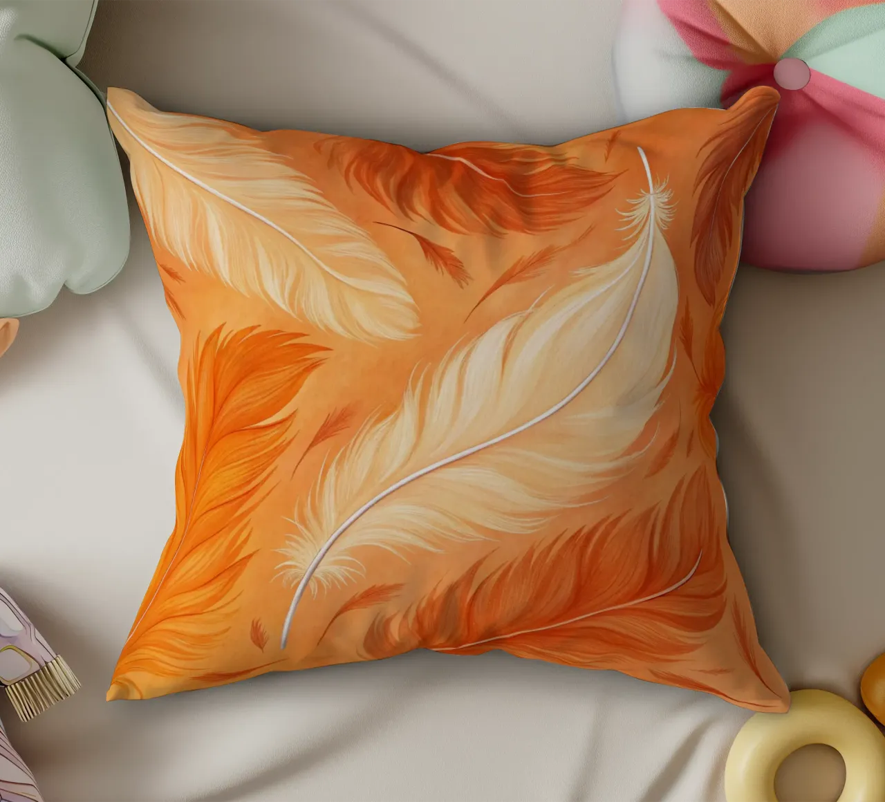 Volo d'autunno etereo: Una sinfonia di piume in un ambiente baciato dal sole cuscino da Artistic-shop