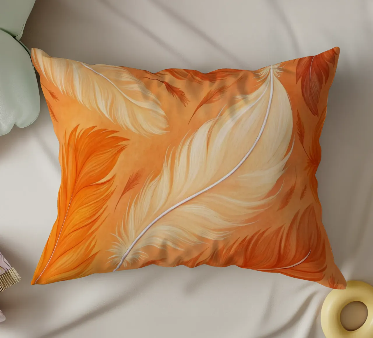 Volo d'autunno etereo: Una sinfonia di piume in un ambiente baciato dal sole cuscino da Artistic-shop