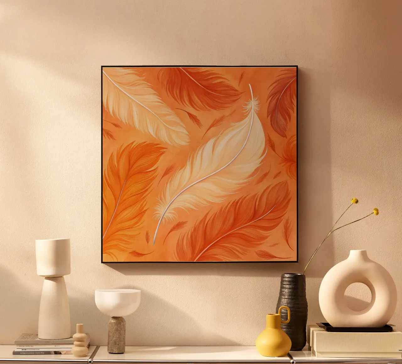 Volo d'autunno etereo: Una sinfonia di piume in un ambiente baciato dal sole alluminio dibond da Artistic-shop