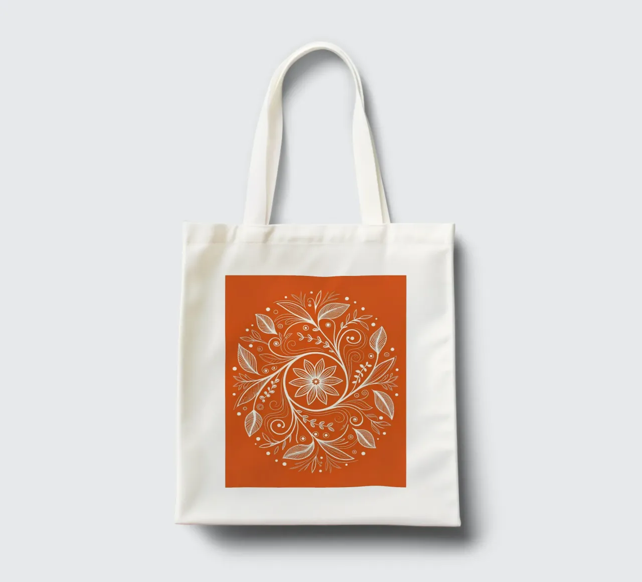 Handgezeichnetes florales Mandala Kunstdruck: Verschlungene weiße Botanik Jutebeutel von Artistic-shop