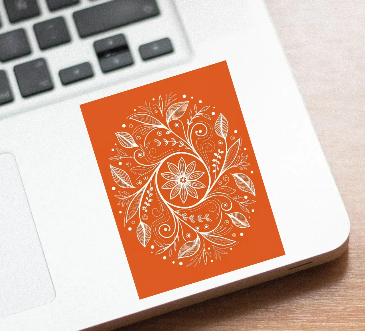 Handgezeichnetes florales Mandala Kunstdruck: Verschlungene weiße Botanik Sticker von Artistic-shop