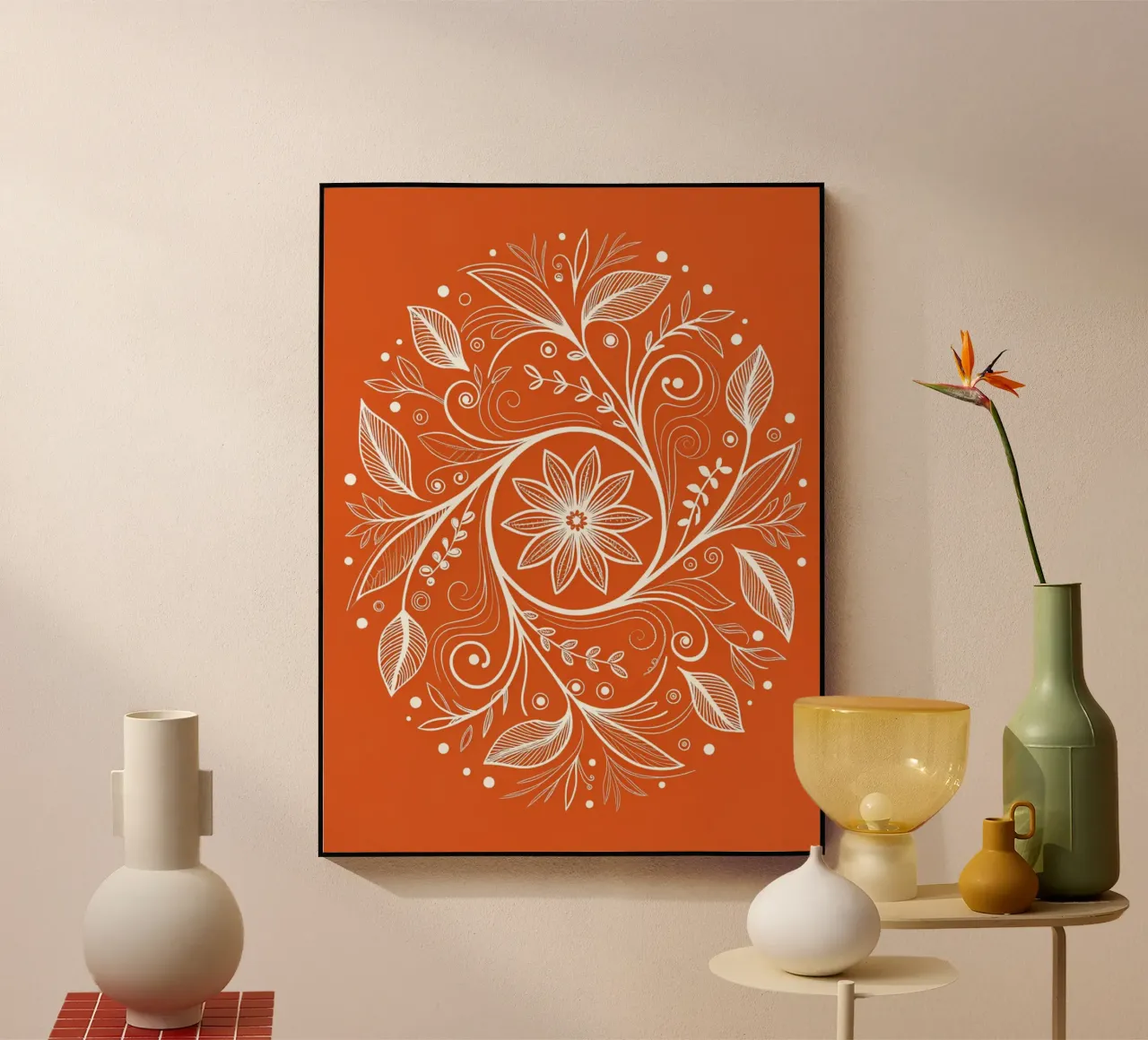 Mandala floreale disegnato a mano: Intricato bianco botanico plexiglass da Artistic-shop