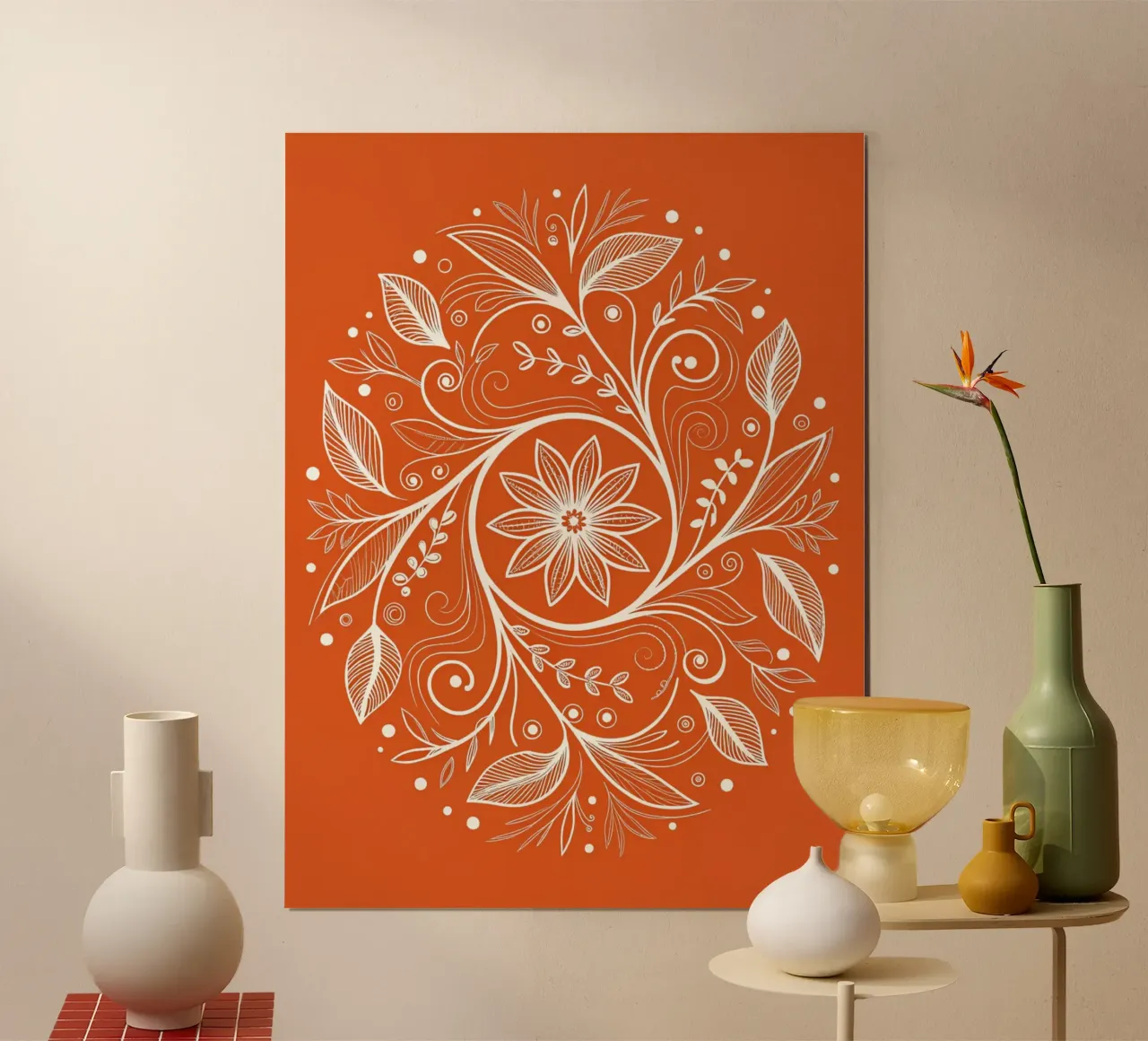 Mandala floreale disegnato a mano: Intricato bianco botanico poster da Artistic-shop