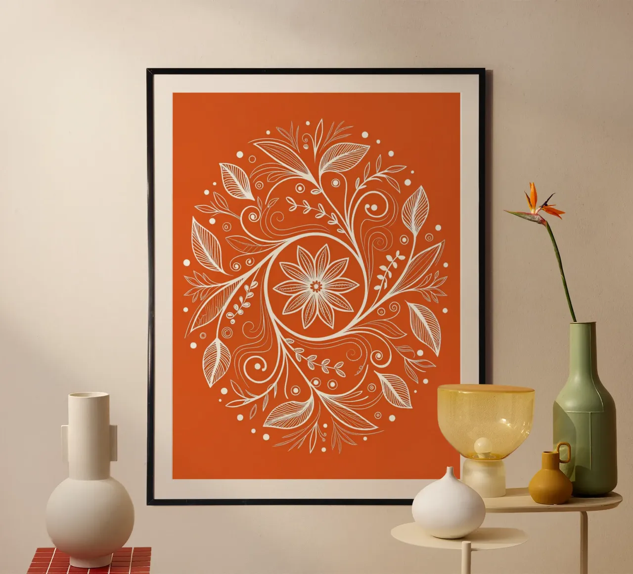 Mandala floreale disegnato a mano: Intricato bianco botanico poster da Artistic-shop