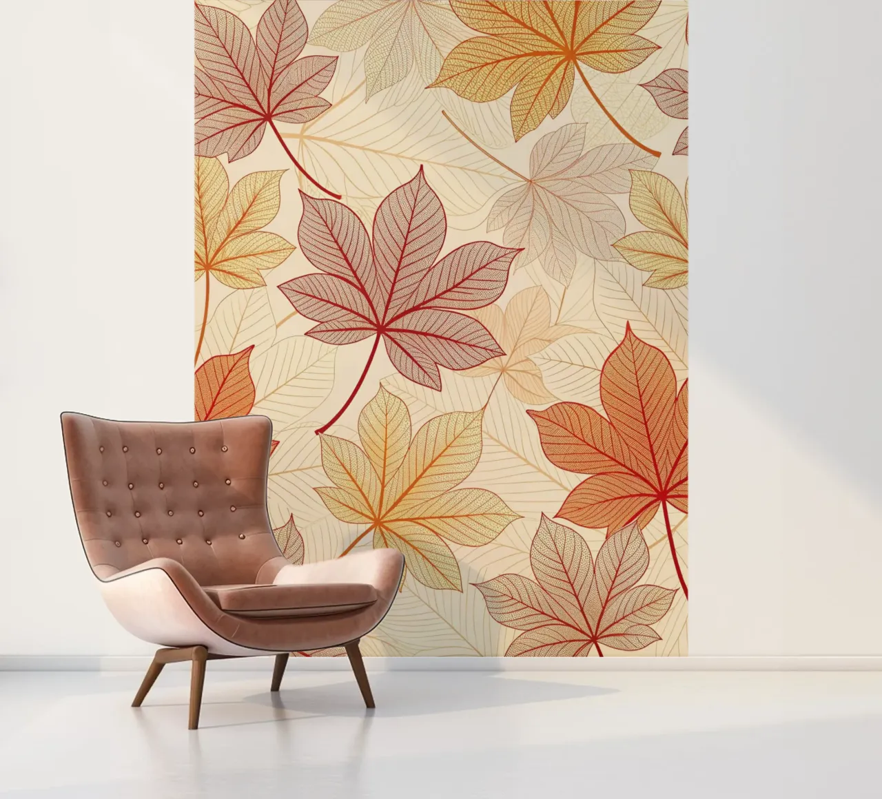 "Herfst Harmonie" Bladpatroon Digitale Print fotobehang van Artistic-shop