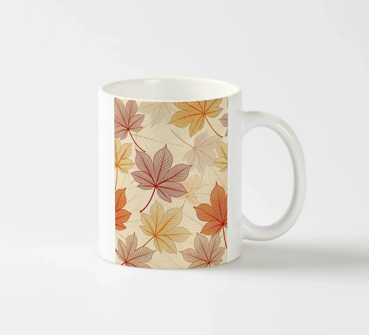 "Fall Harmony" Leaf Pattern Digital Print ceramic mug by Artistic-shop