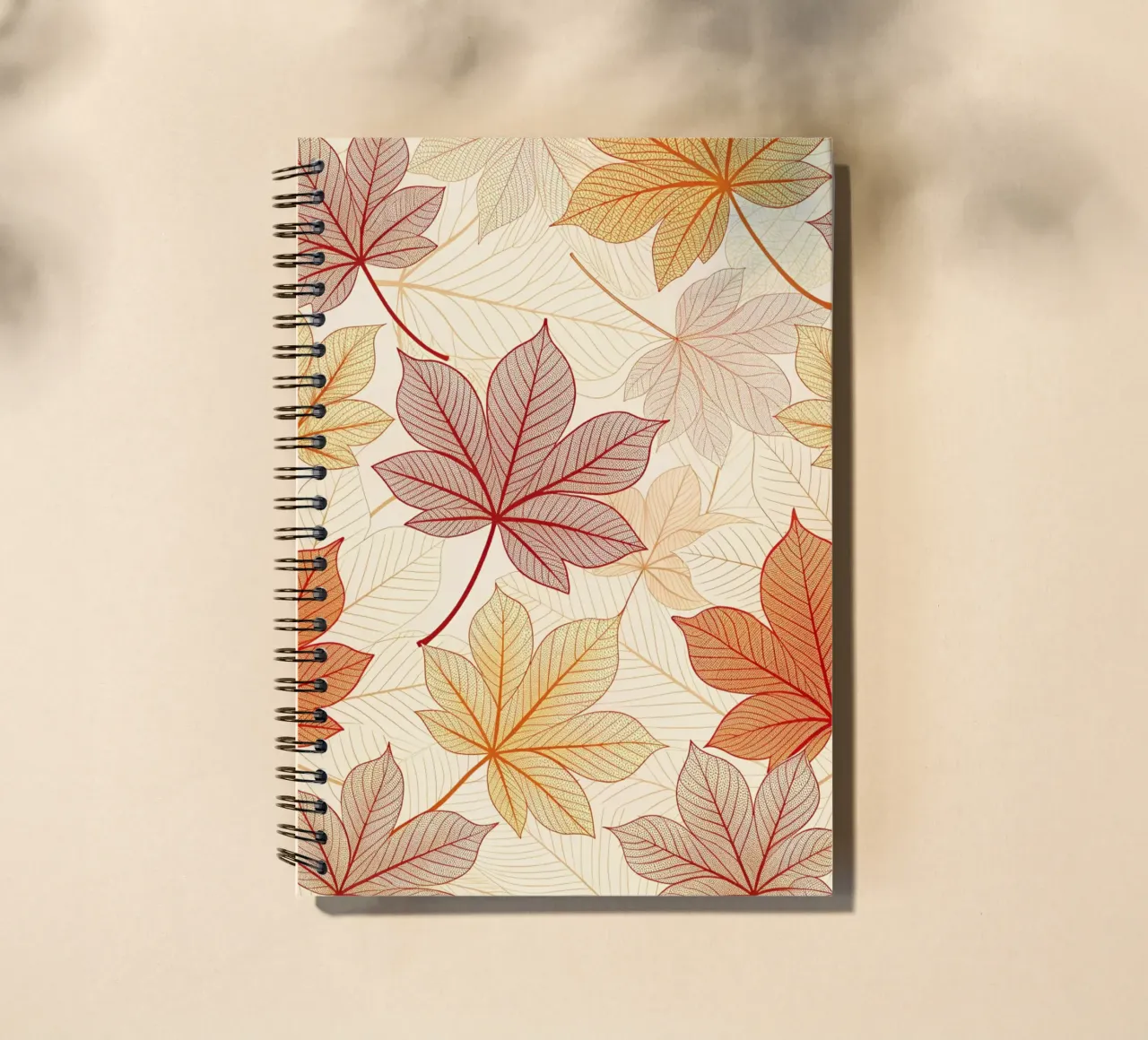 "Fall Harmony" Leaf Pattern Digital Print spiral notebook by Artistic-shop
