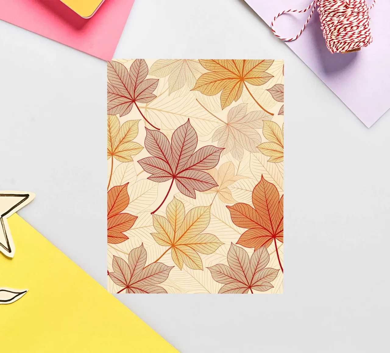 "Fall Harmony" Leaf Pattern Digital Print sticker by Artistic-shop