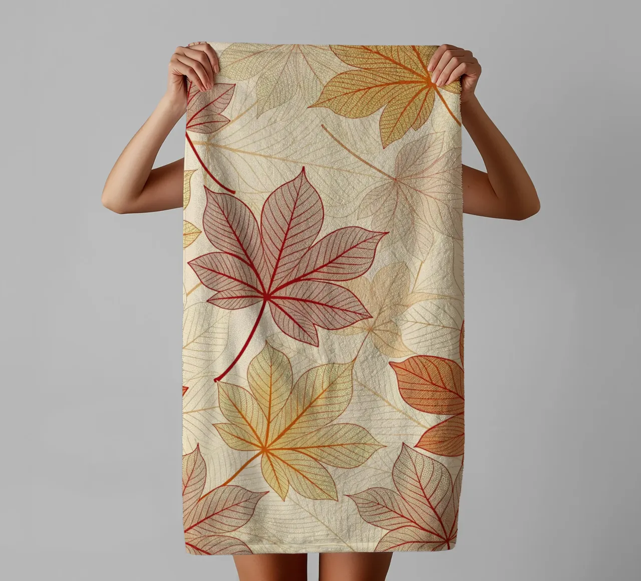 "Fall Harmony" Leaf Pattern Digital Print towel by Artistic-shop