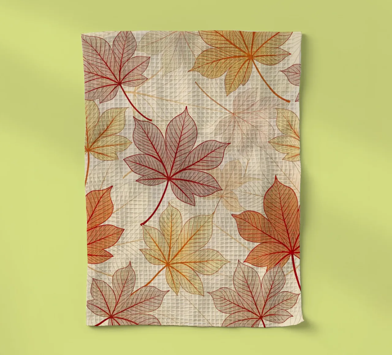 "Fall Harmony" Leaf Pattern Digital Print tea towel by Artistic-shop