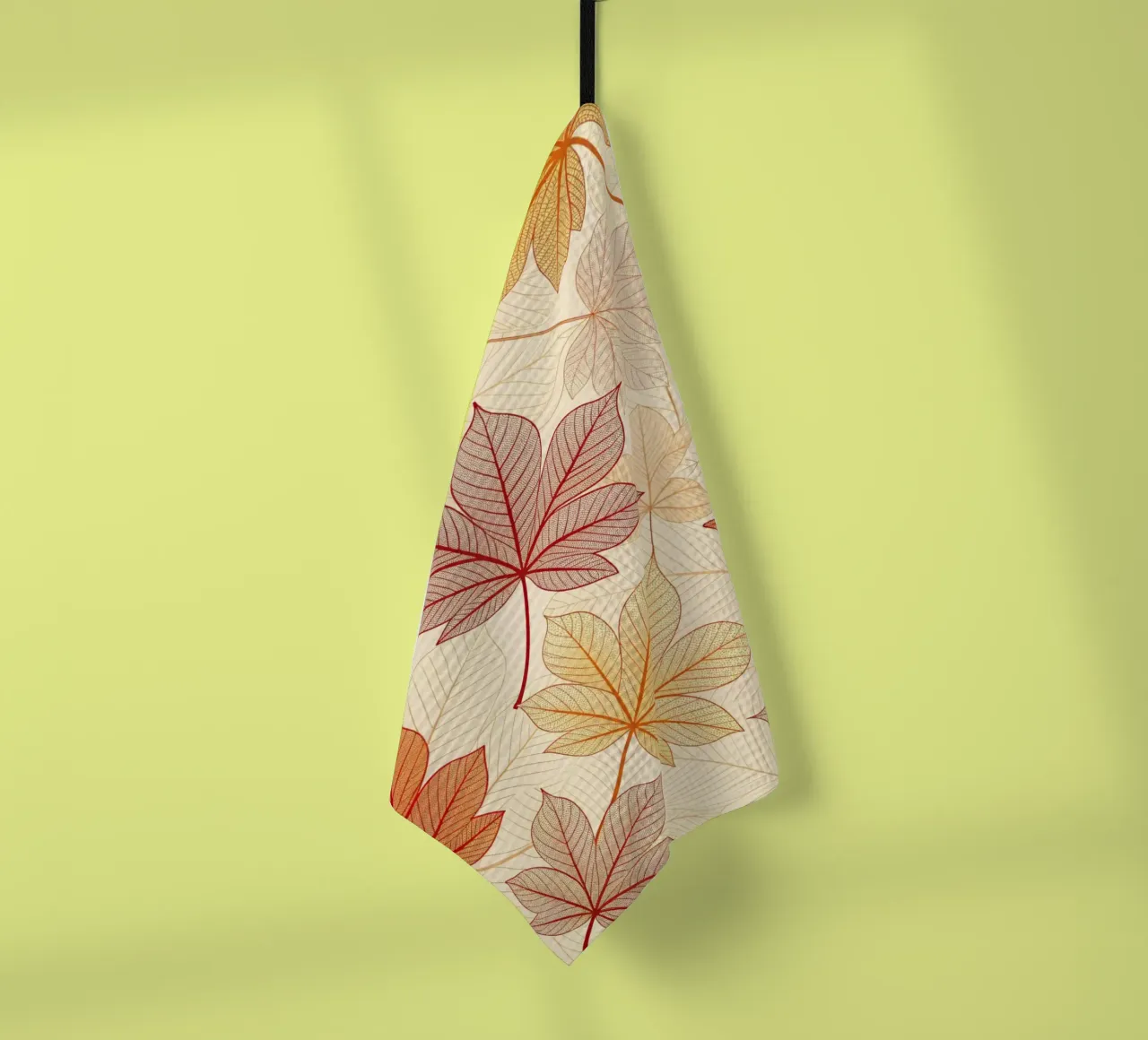 "Fall Harmony" Leaf Pattern Digital Print tea towel by Artistic-shop