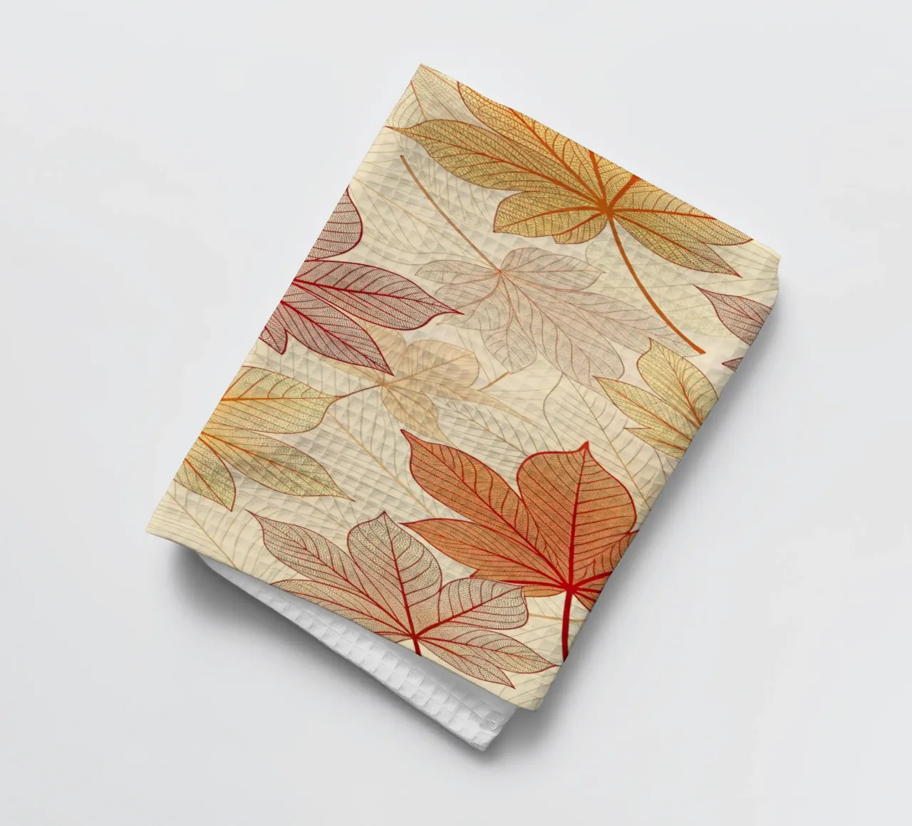 "Fall Harmony" Leaf Pattern Digital Print tea towel by Artistic-shop