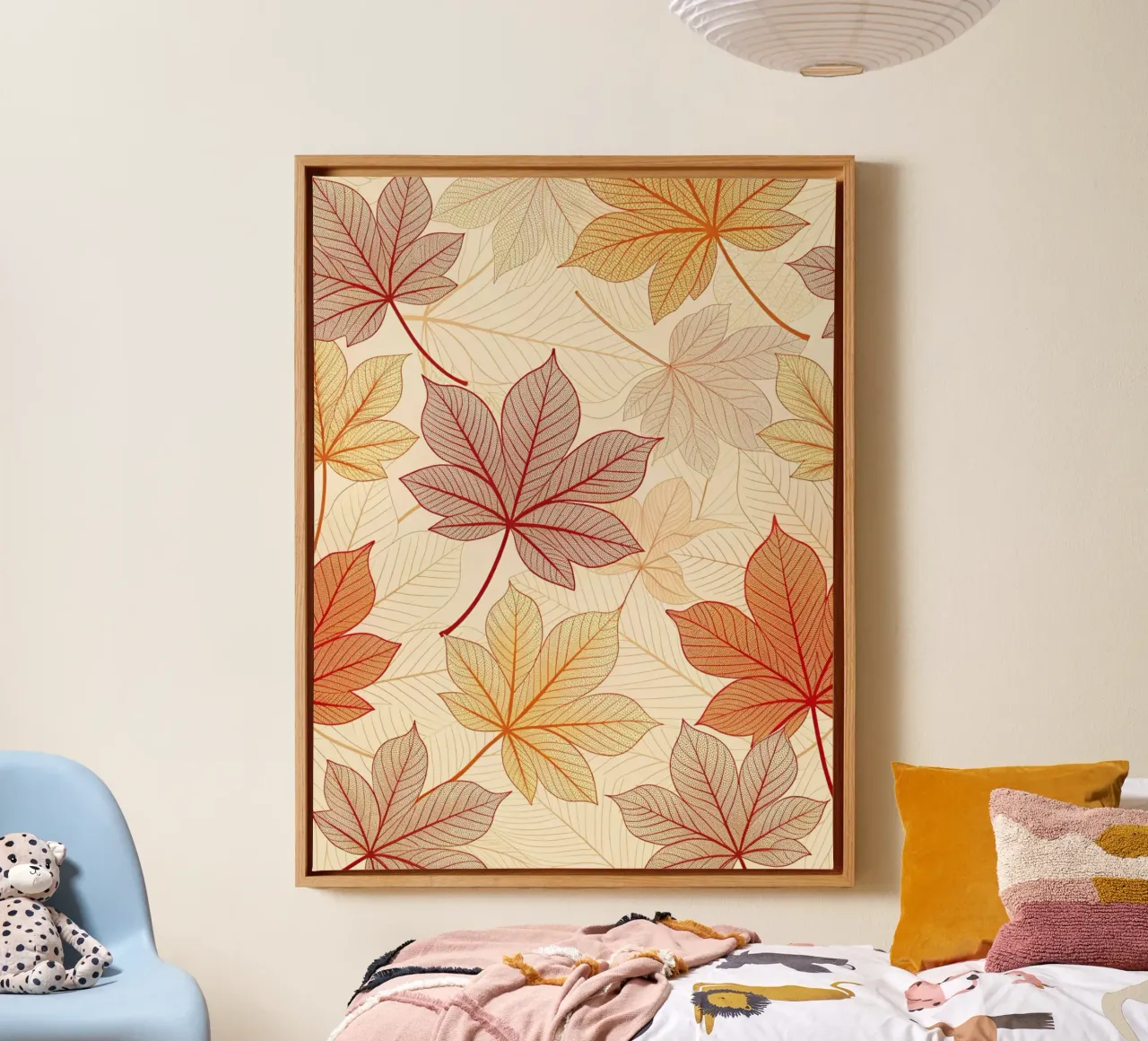 "Impresión digital con estampado de hojas "Fall Harmony lienzo con Marco flotante de Artistic-shop