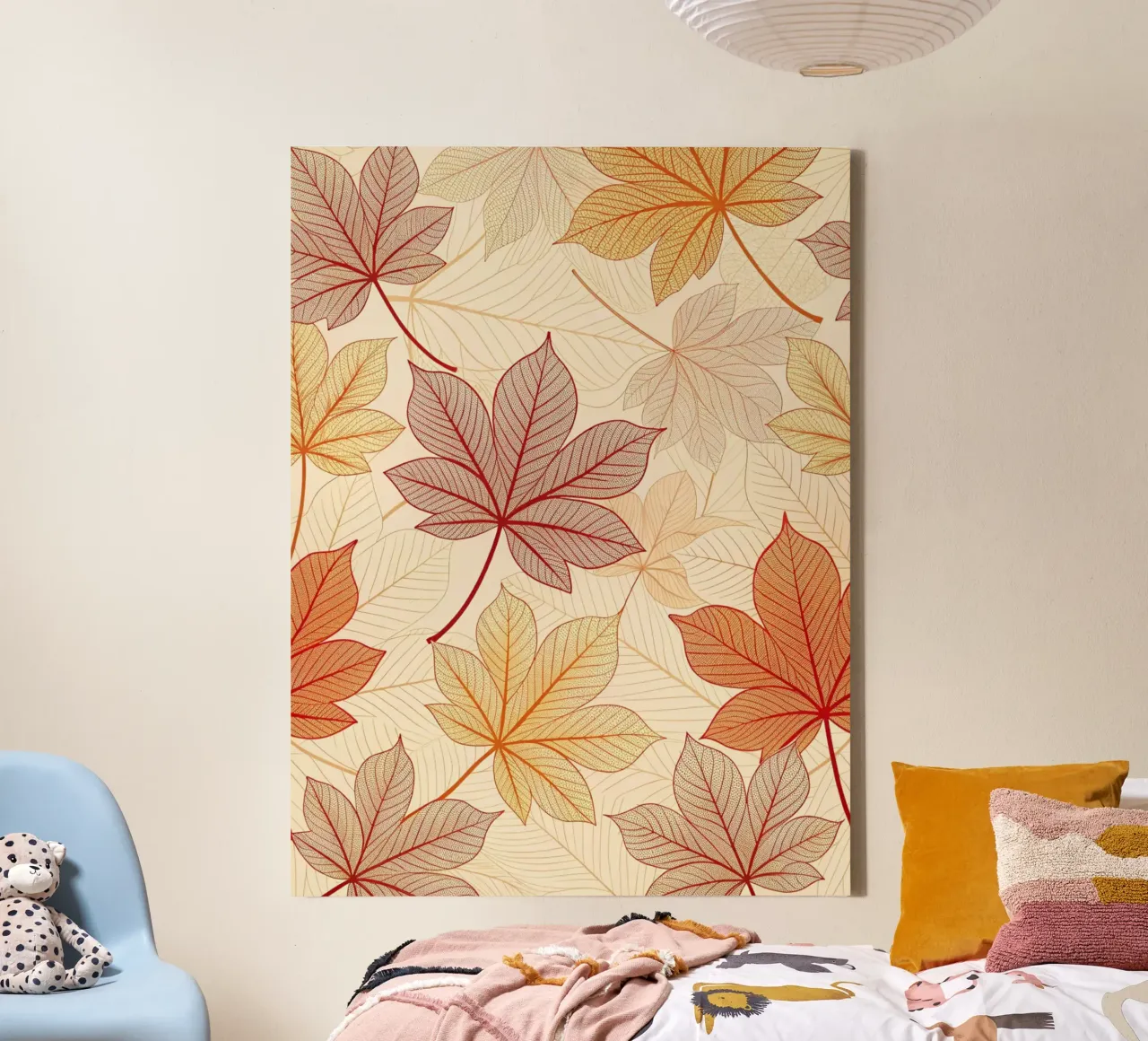 "Impresión digital con estampado de hojas "Fall Harmony lienzo con Marco flotante de Artistic-shop