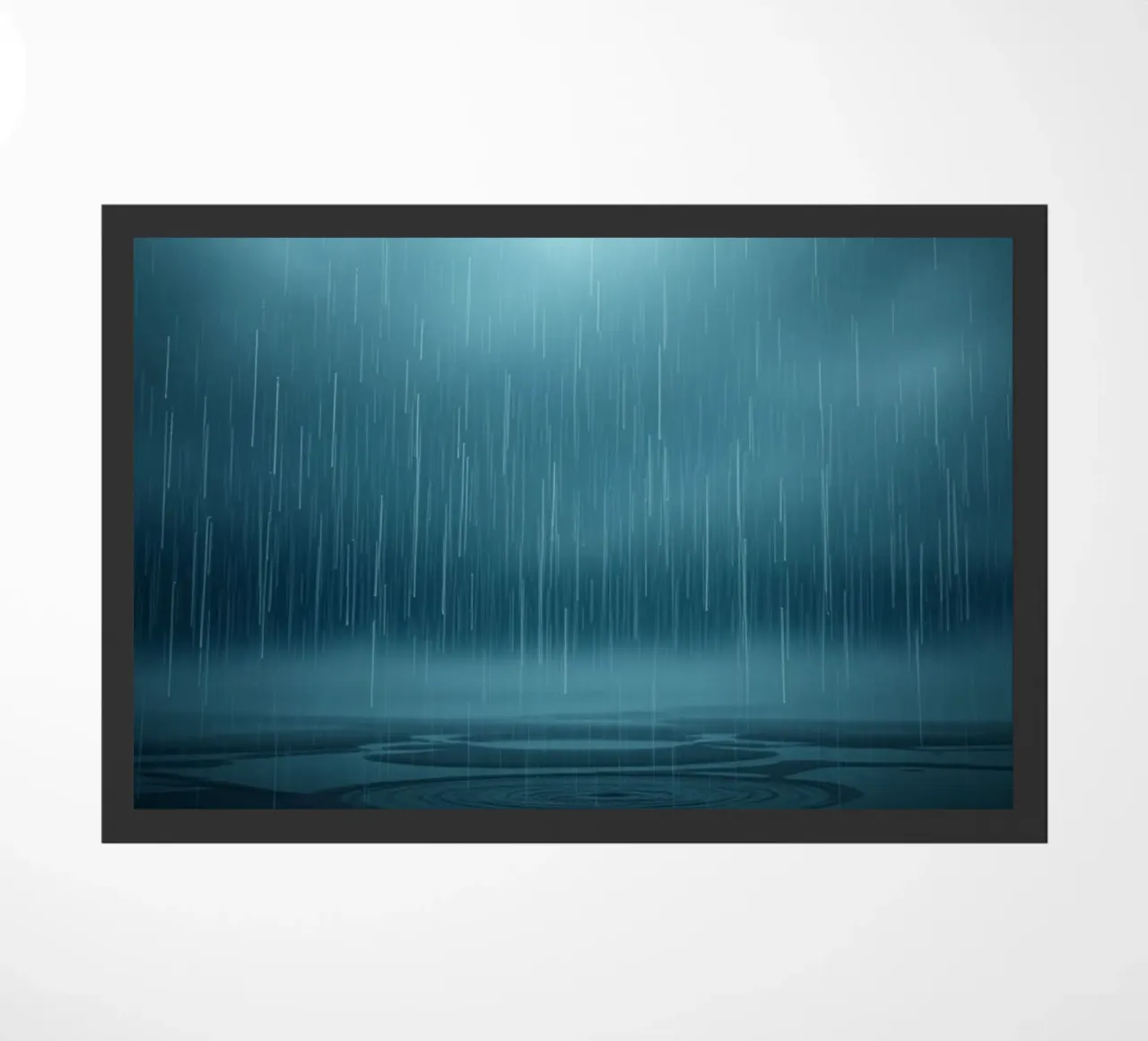The Unveiling Cascade: A Luminous Downpour of Azure Serenity doormat by Artistic-shop