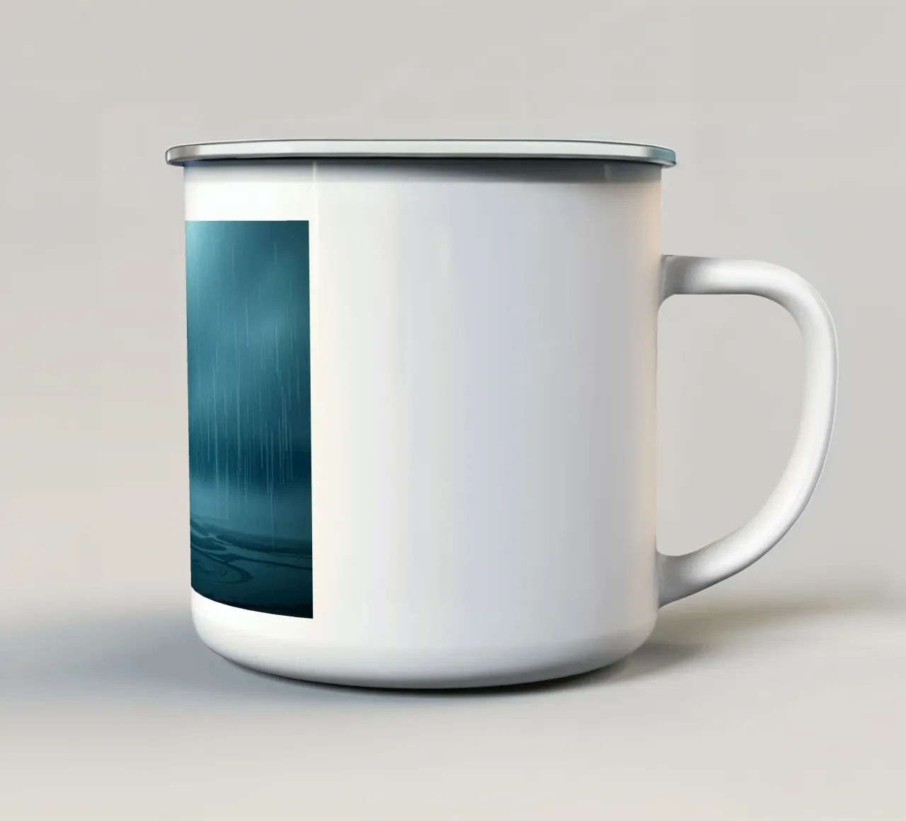 The Unveiling Cascade: A Luminous Downpour of Azure Serenity enamel mug by Artistic-shop