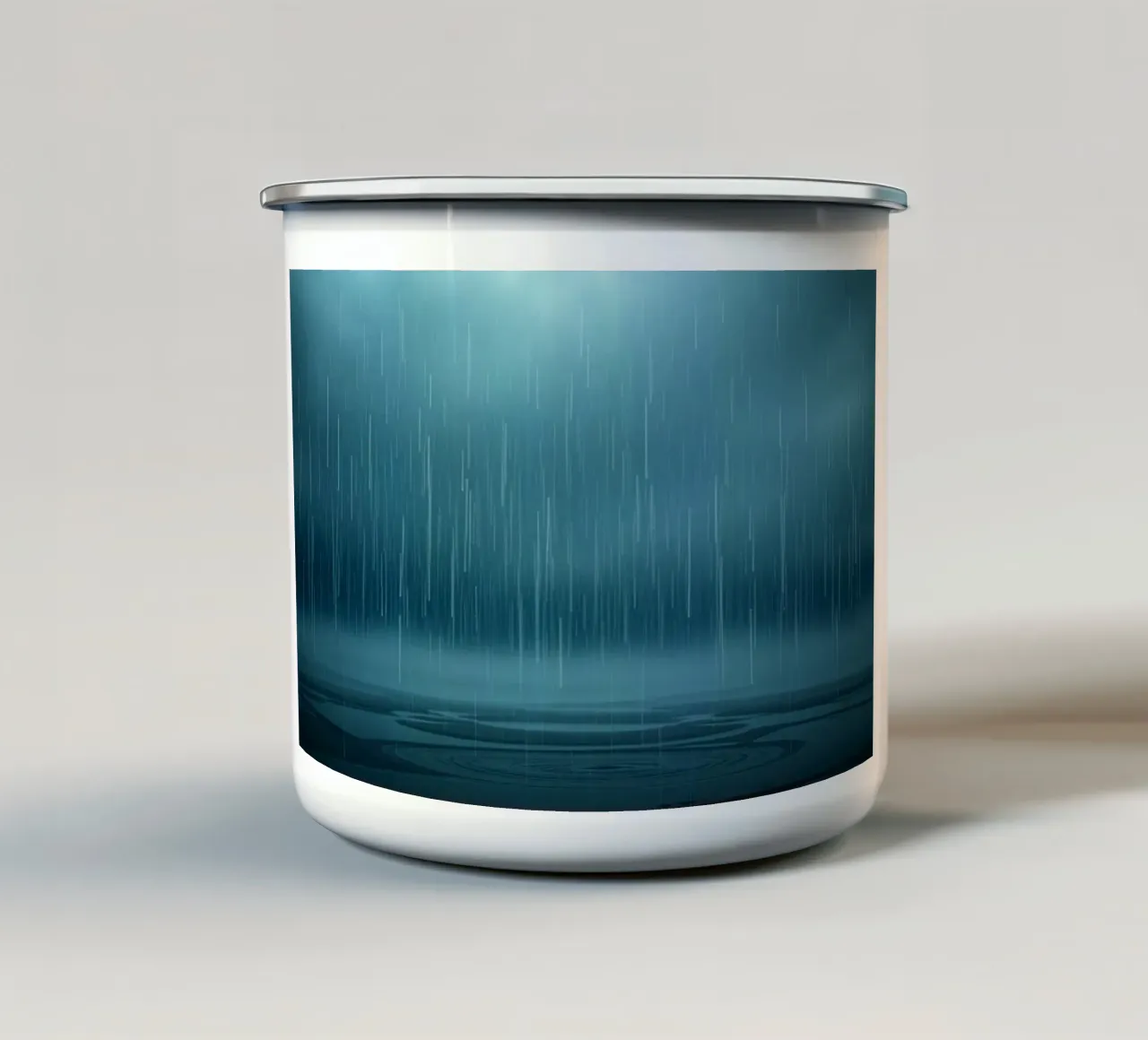 The Unveiling Cascade: A Luminous Downpour of Azure Serenity enamel mug by Artistic-shop