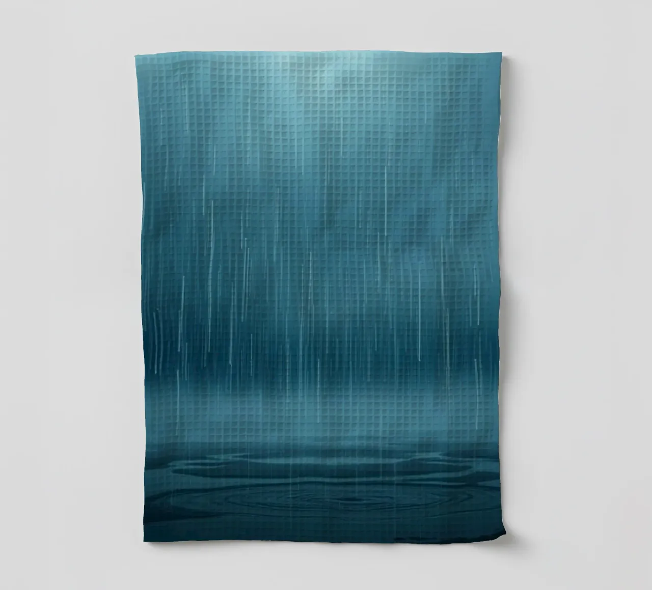La cascade du dévoilement : Une pluie lumineuse de sérénité azurée torchon de Artistic-shop
