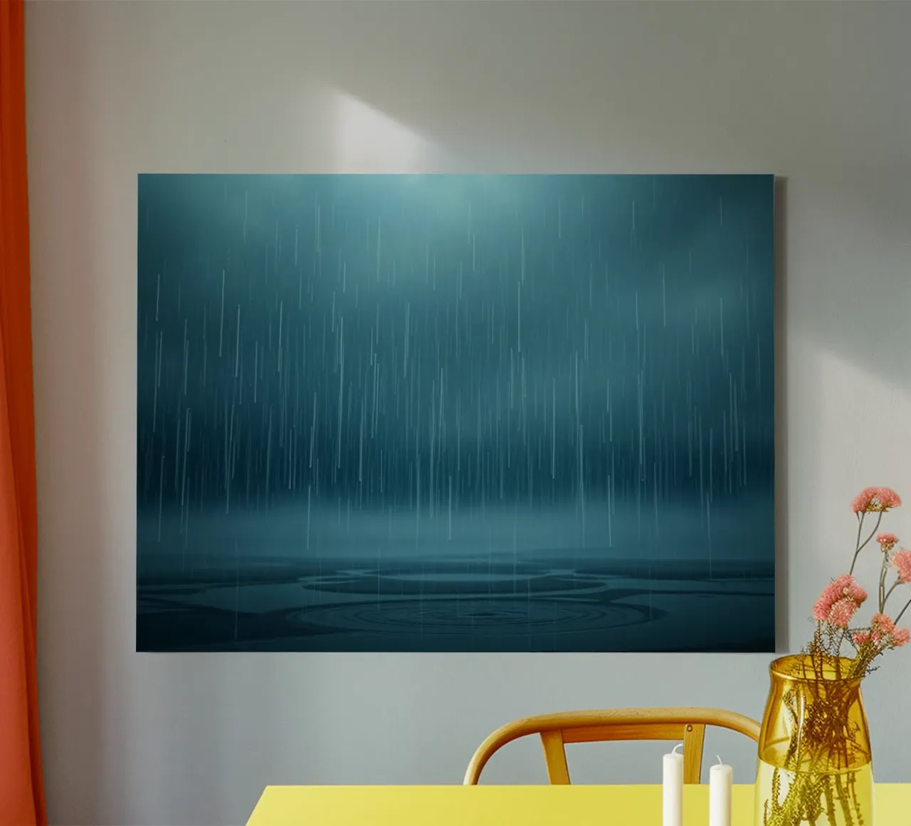 La cascade du dévoilement : Une pluie lumineuse de sérénité azurée toile avec Caisse américaine de Artistic-shop