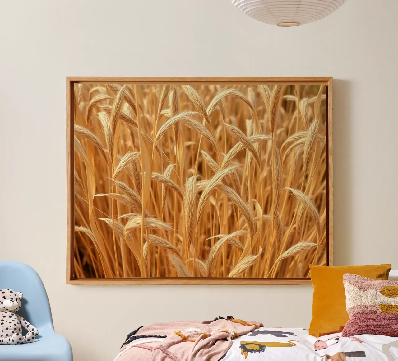 Campo di grano dorato al tramonto: Un sogno di raccolto rustico tela con Cornice a cassetta da Artistic-shop