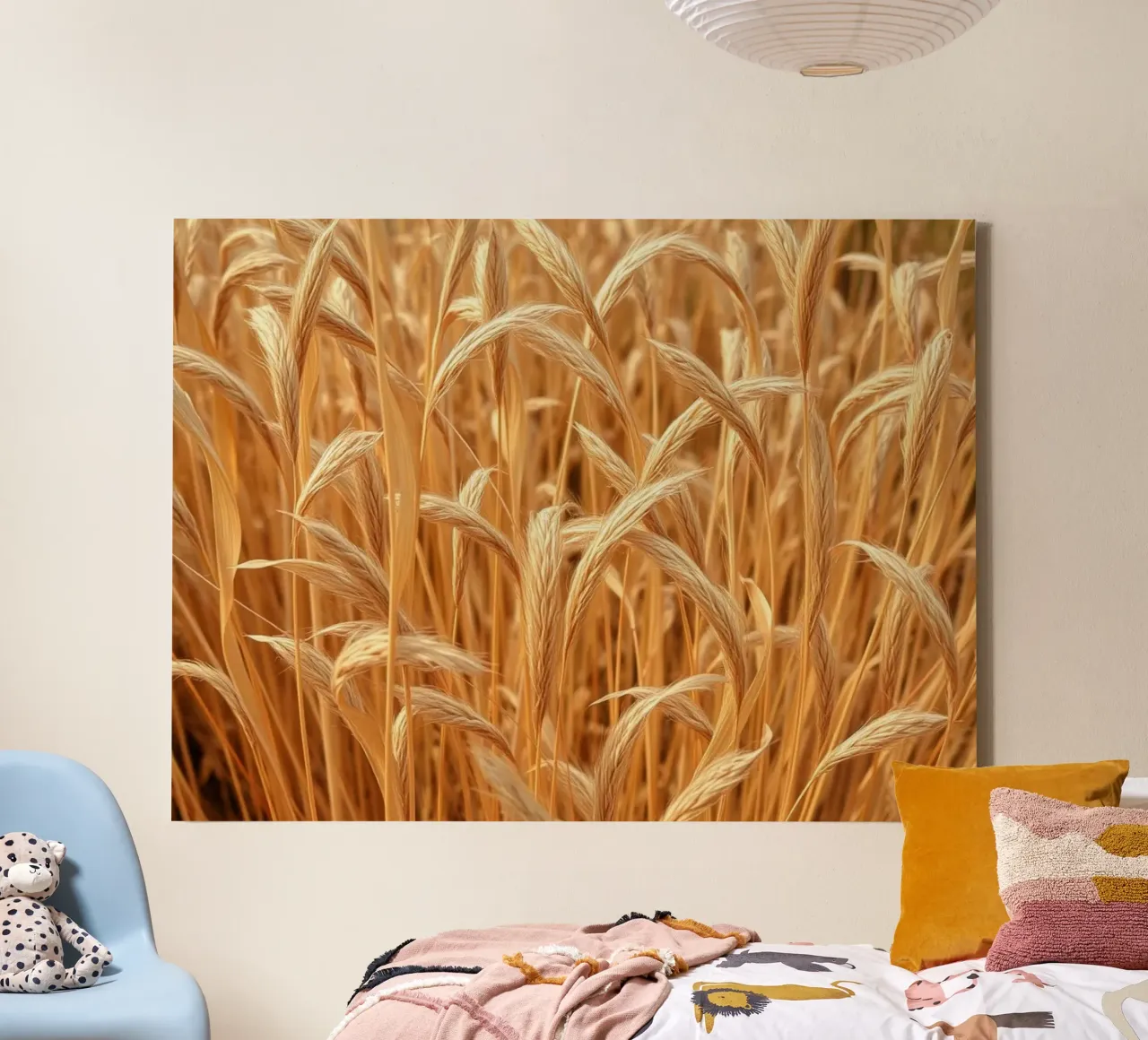 Campo di grano dorato al tramonto: Un sogno di raccolto rustico tela con Cornice a cassetta da Artistic-shop