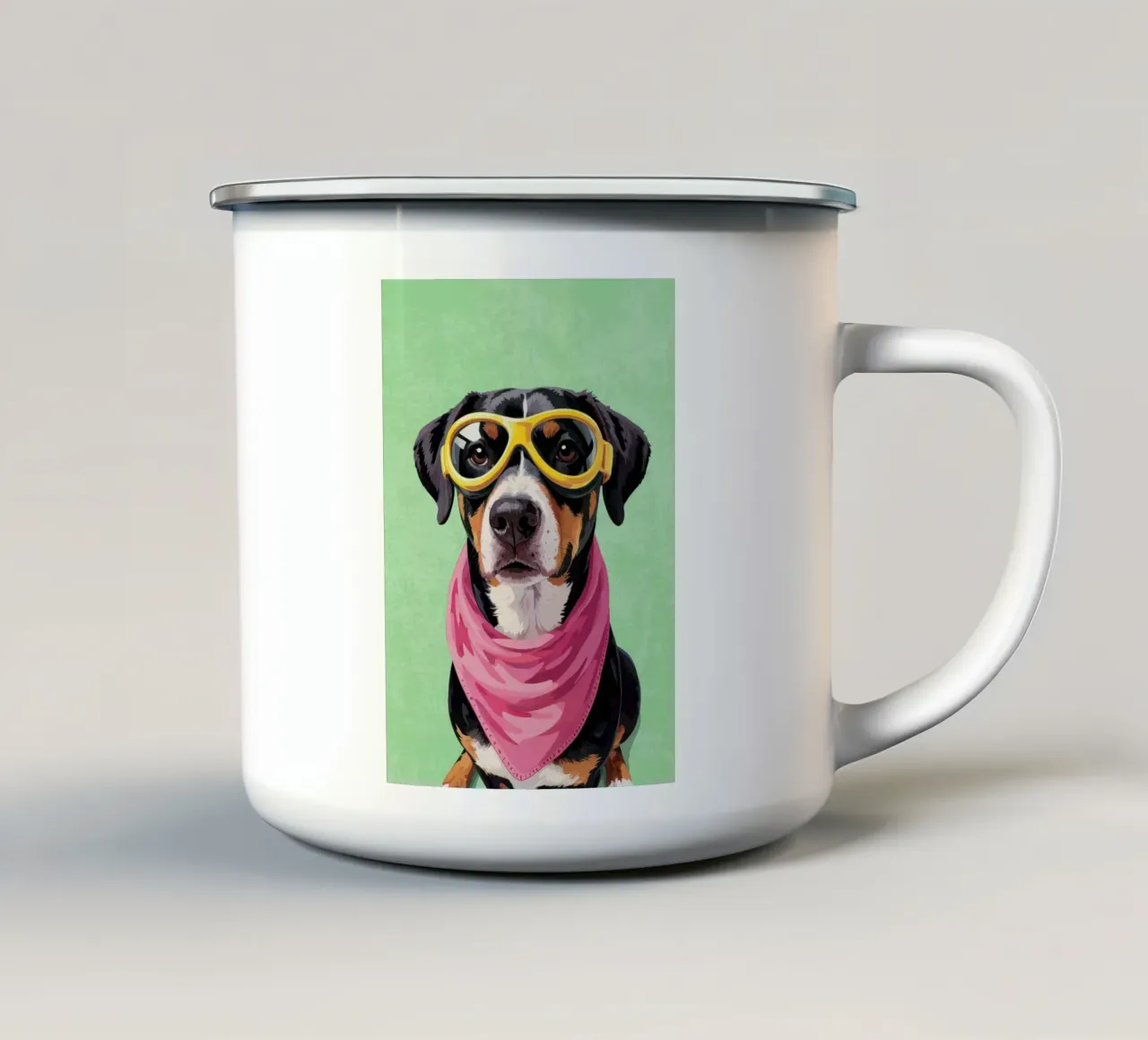 Cool Dachshund with Bandana tazza in smalto da Attaboy Dsgn