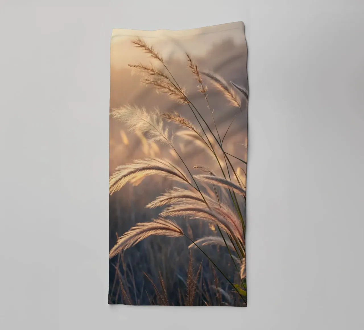 Golden Hour Grass Fields: A Serene Nature Landscape with Sof towel by Artistic-shop