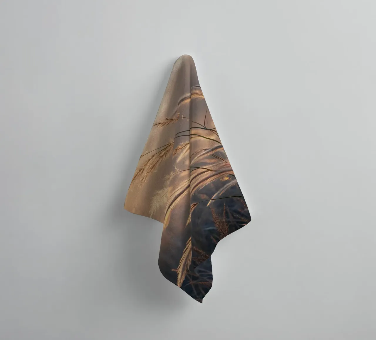 Golden Hour Grass Fields: A Serene Nature Landscape with Sof towel by Artistic-shop