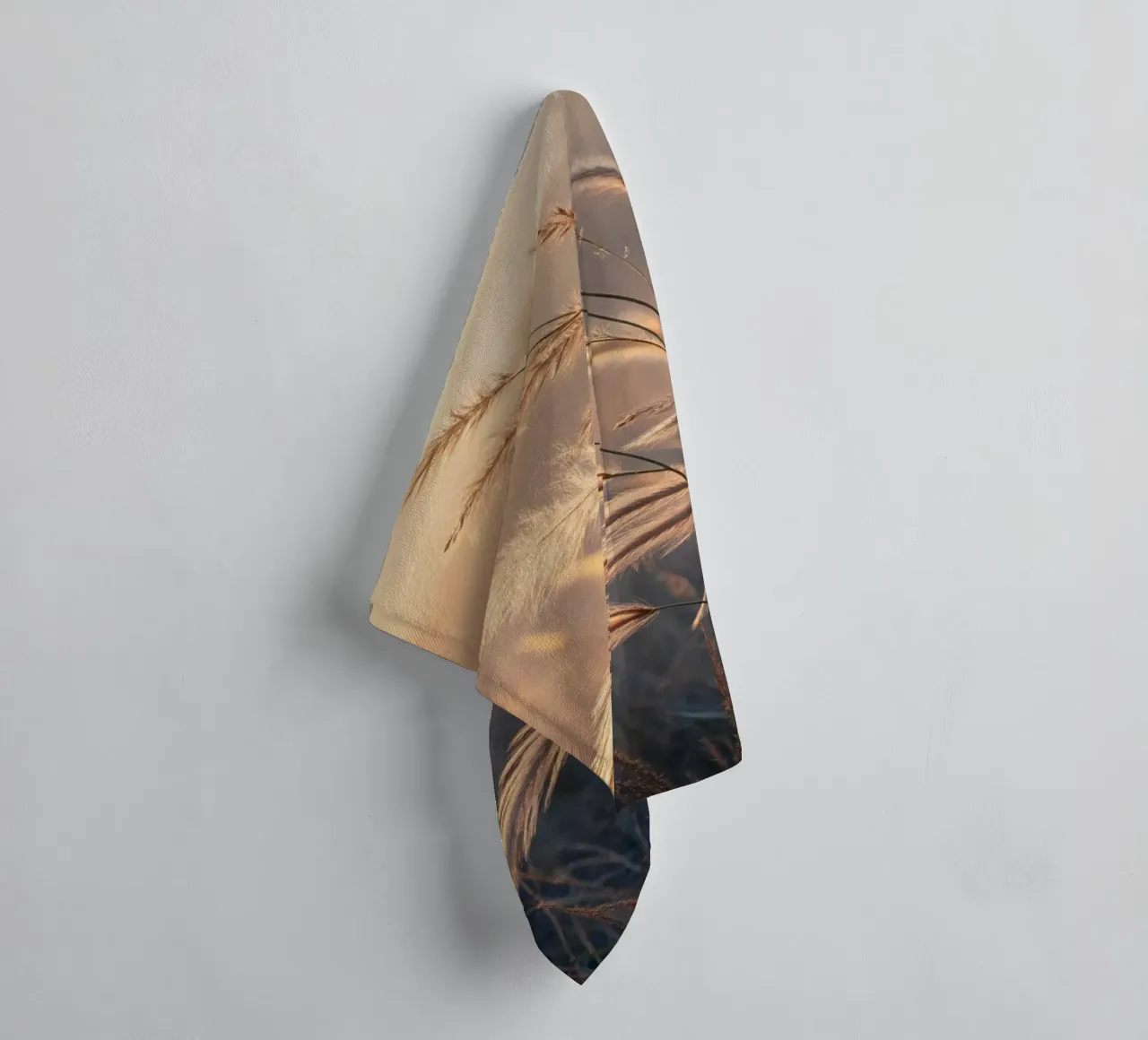 Golden Hour Grass Fields: A Serene Nature Landscape with Sof towel by Artistic-shop