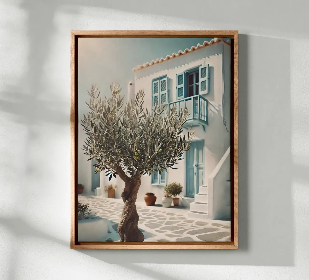 Griechischer Olivenbaum Leinwand mit Schattenfugenrahmen von VintageBotanics