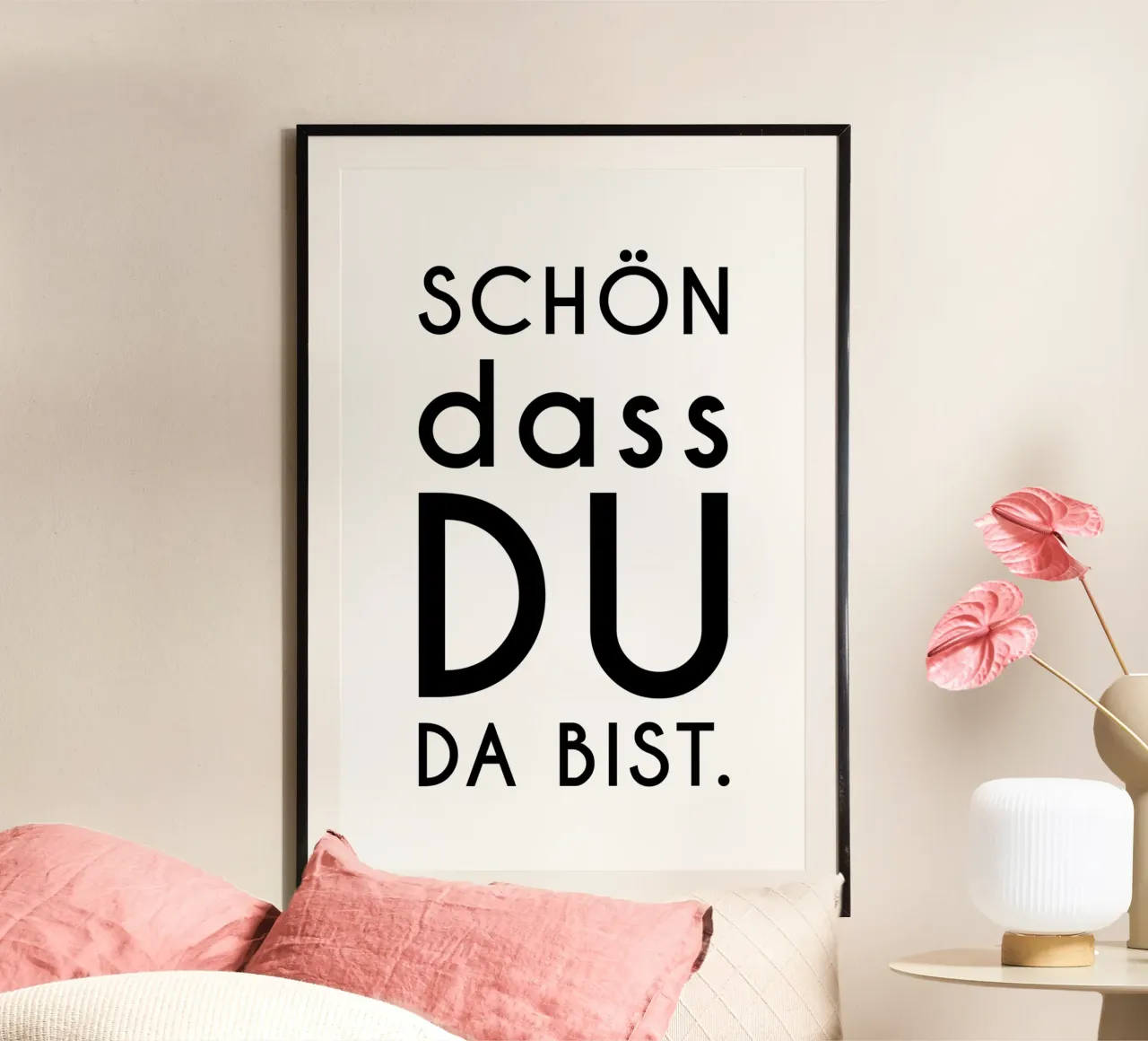 Schön dass du da bist - minimal poster con telaio in legno da pierosvisuals
