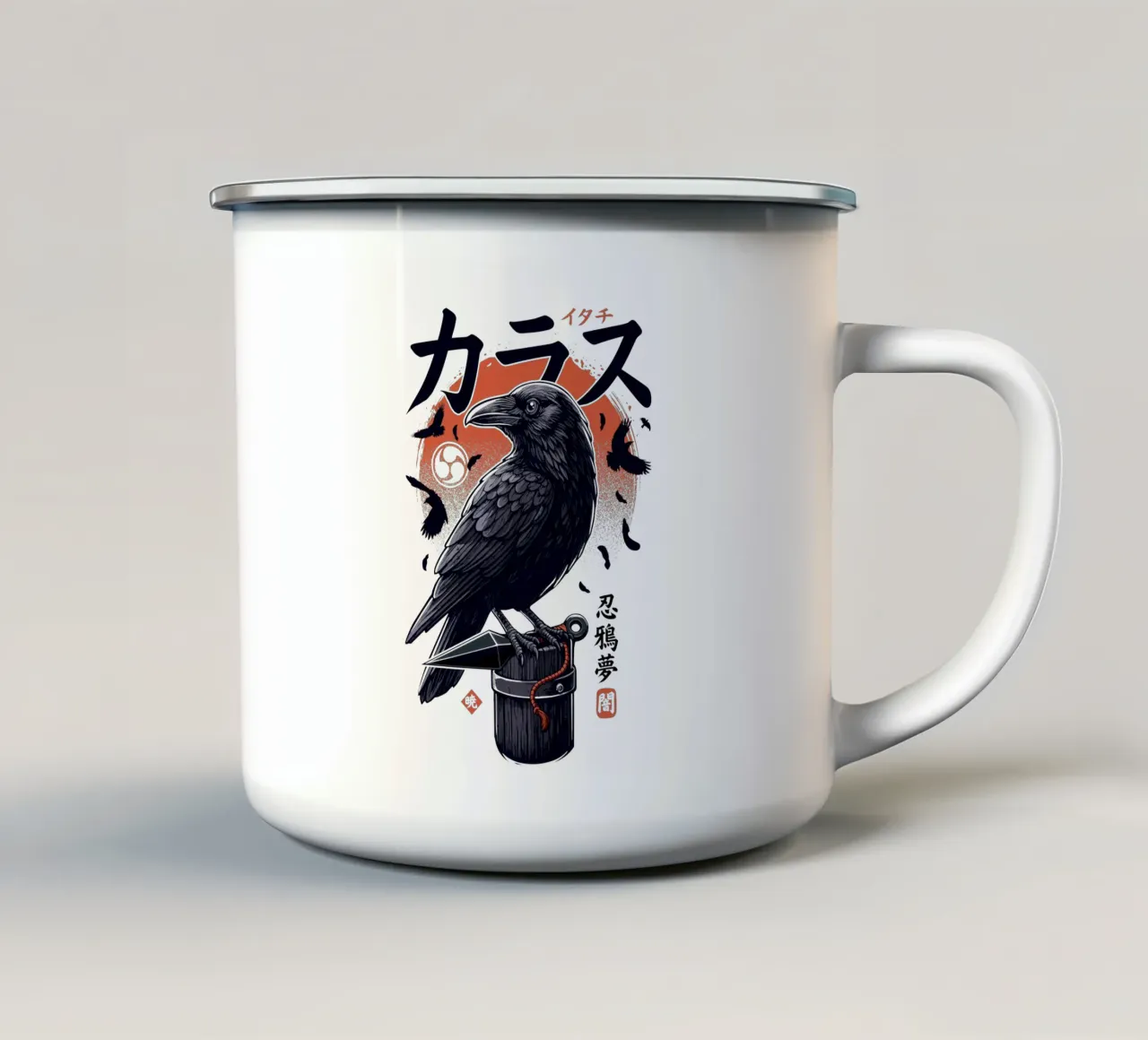Corvo Ninja Scuro tazza in smalto da LM2KONE