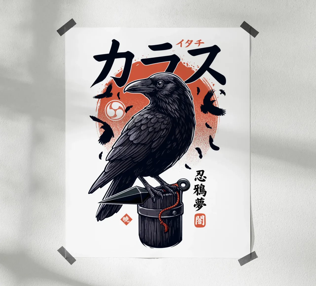 Corvo Ninja Scuro poster con telaio in plastica da LM2KONE