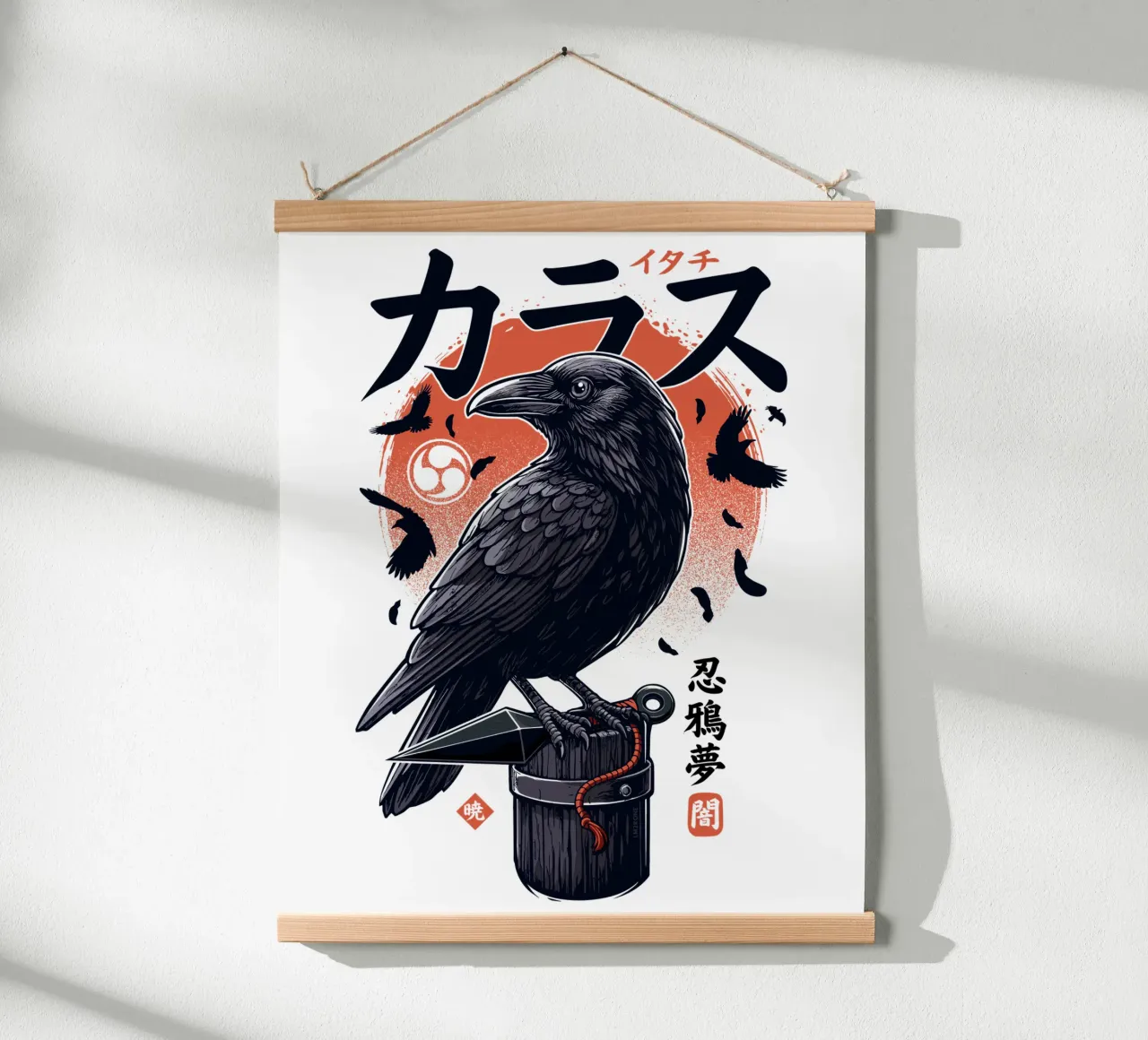 Corvo Ninja Scuro poster con telaio in plastica da LM2KONE