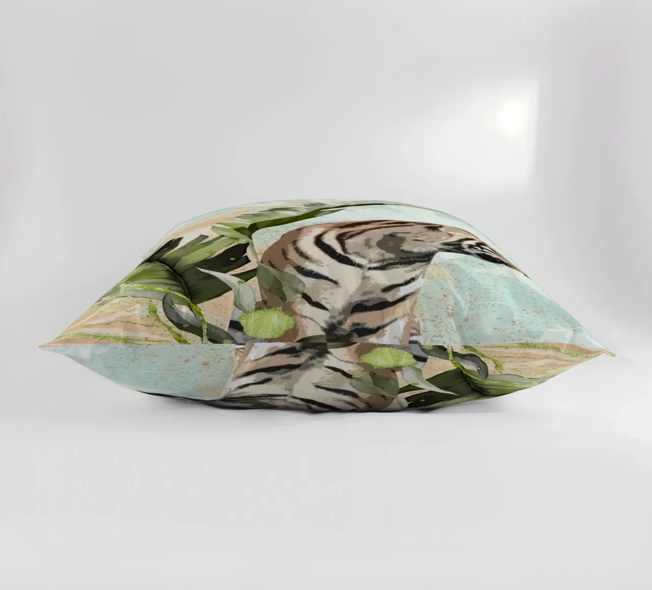 Tiger with Leaf cuscino da lazydaypaper