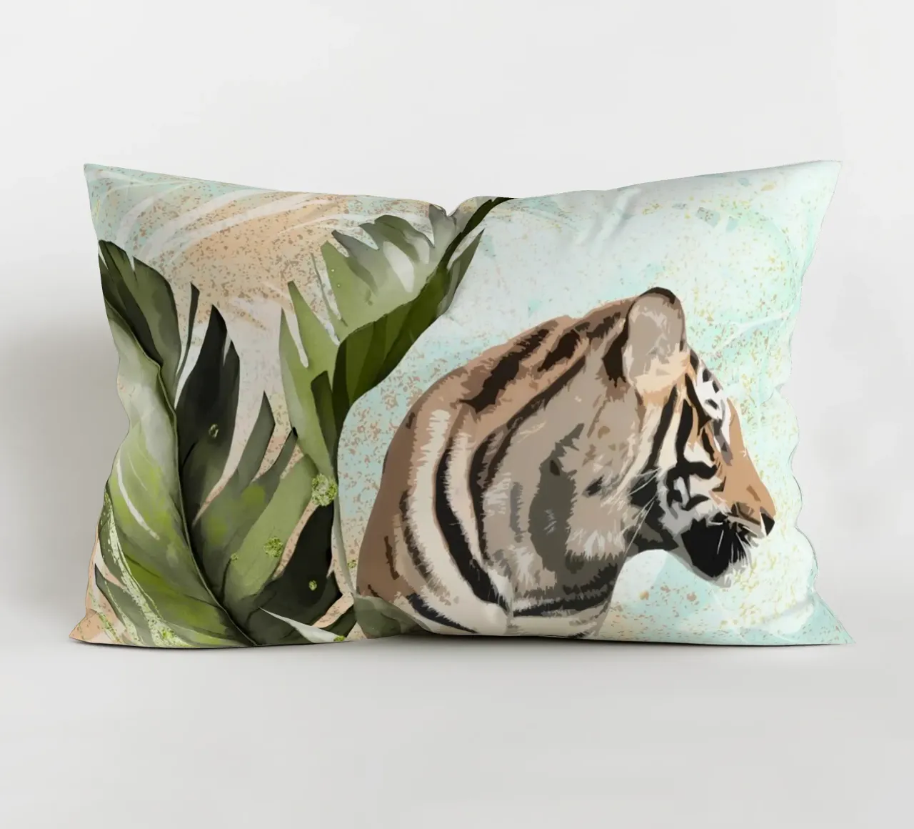 Tiger with Leaf cuscino da lazydaypaper