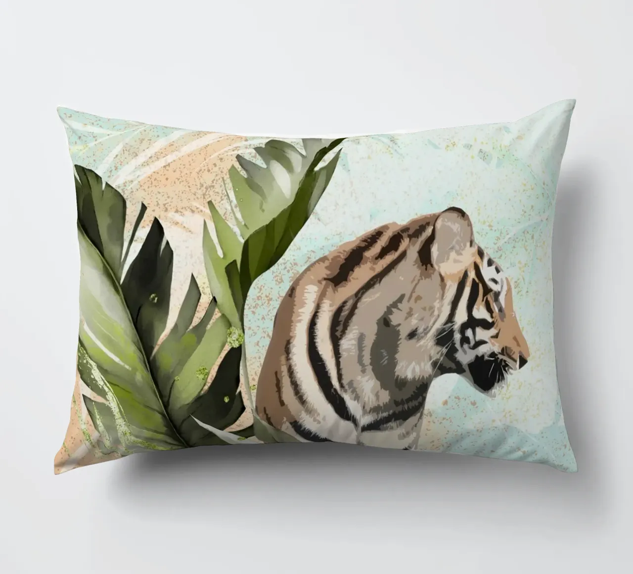 Tiger with Leaf cuscino da lazydaypaper