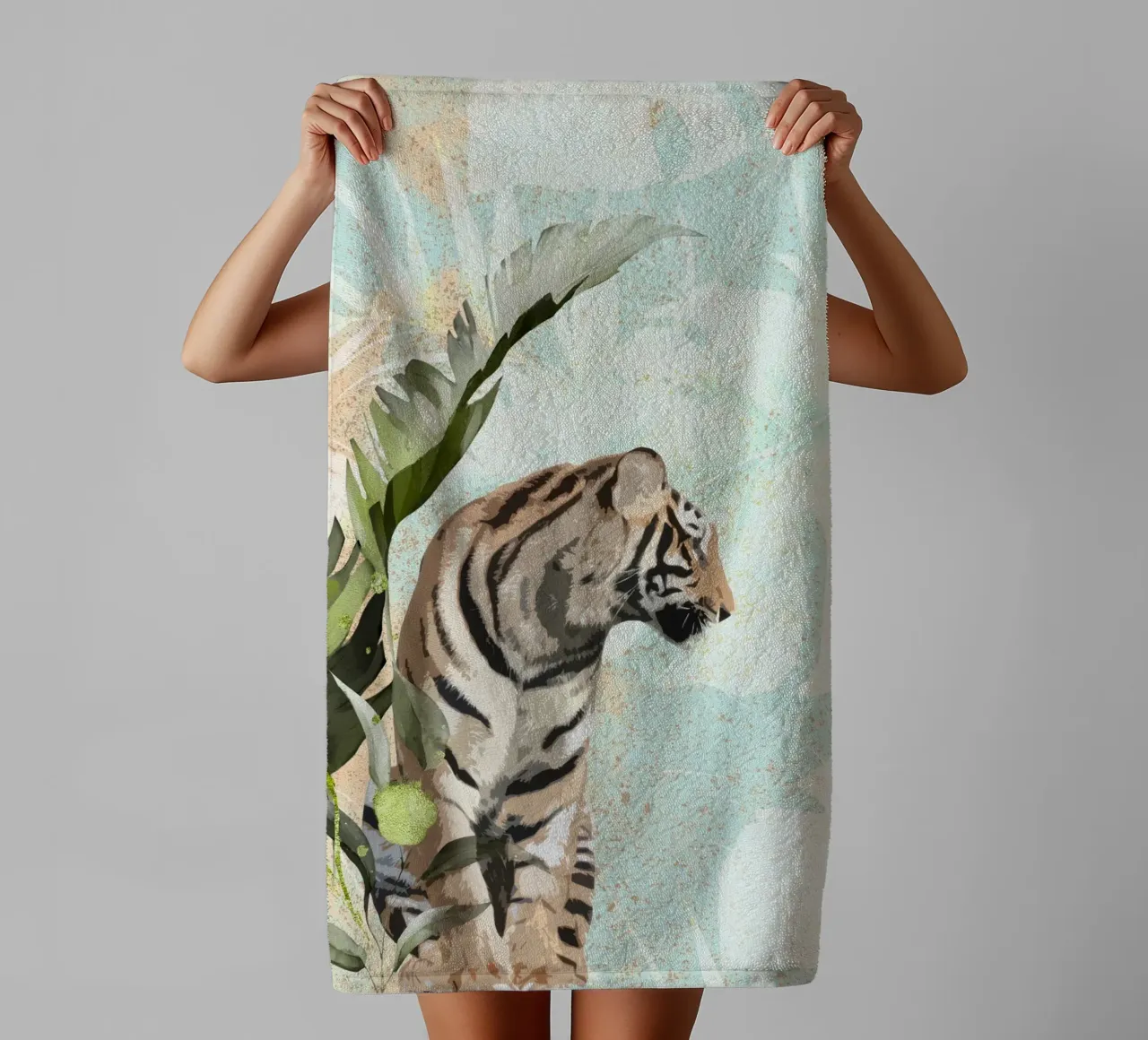 Tiger with Leaf asciugamano da bagno da lazydaypaper
