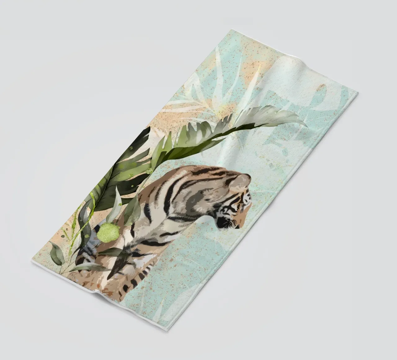 Tiger with Leaf telo mare da lazydaypaper
