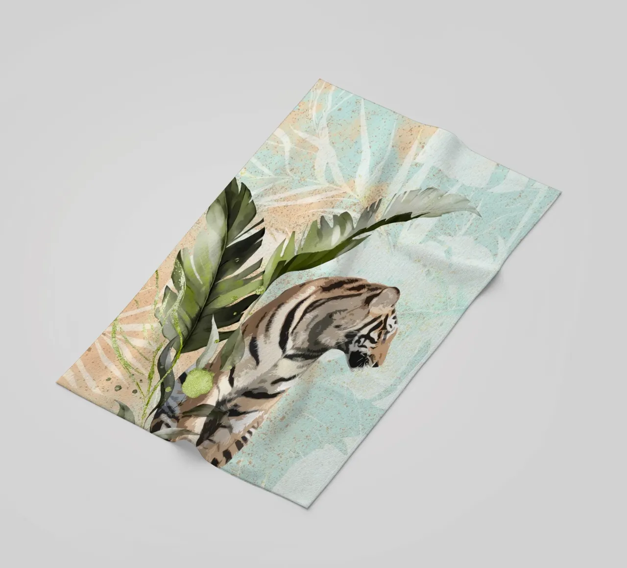 Tiger with Leaf telo mare da lazydaypaper