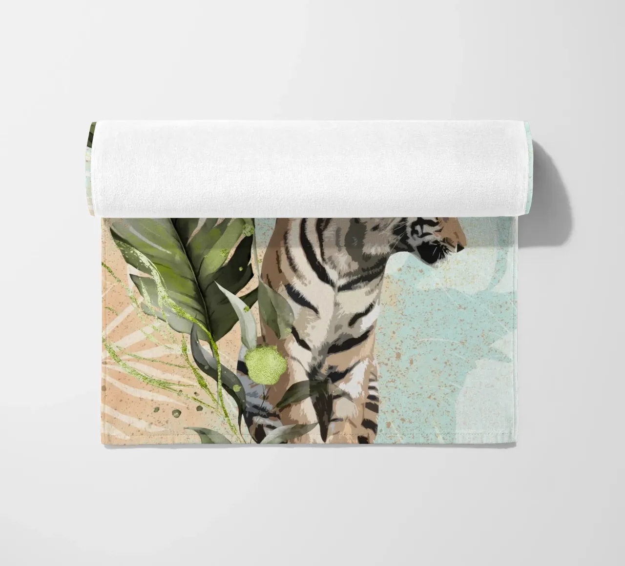 Tiger with Leaf telo mare da lazydaypaper