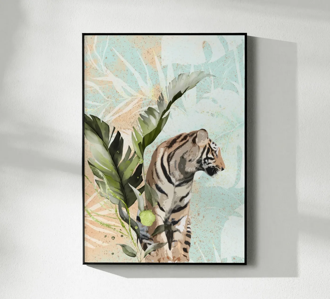 Tiger with Leaf acrylic glass by lazydaypaper