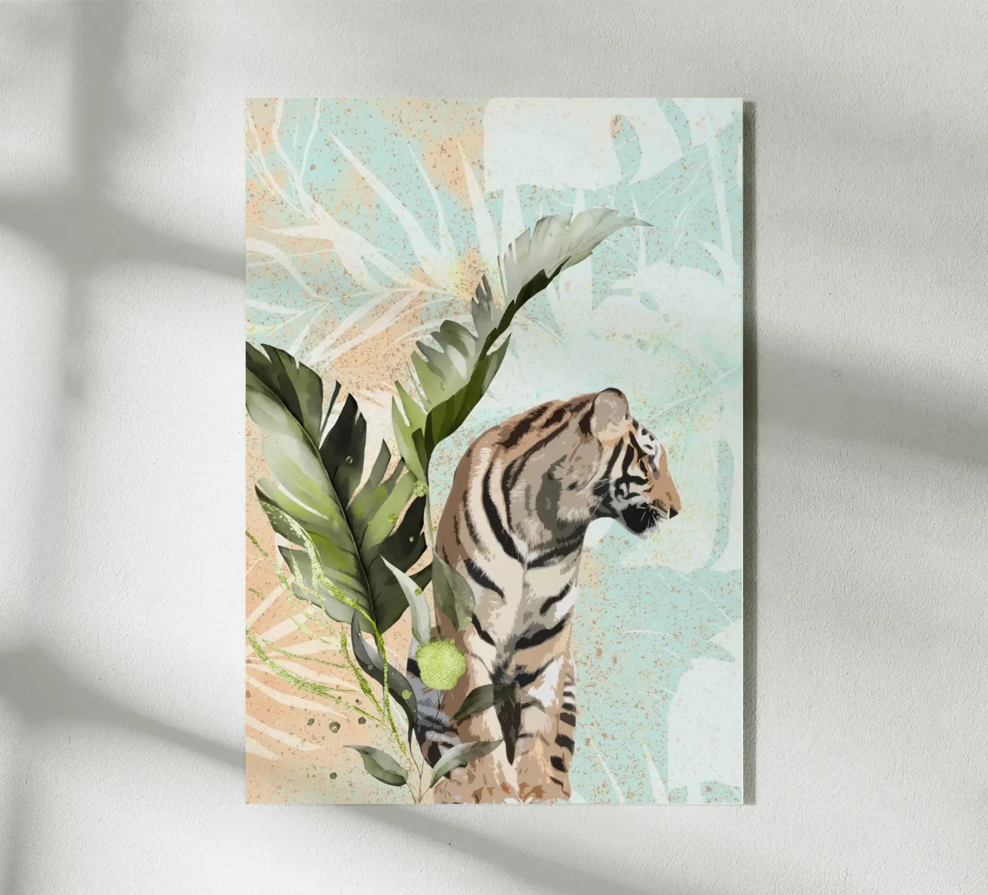 Tiger with Leaf Acryl-Glas von lazydaypaper