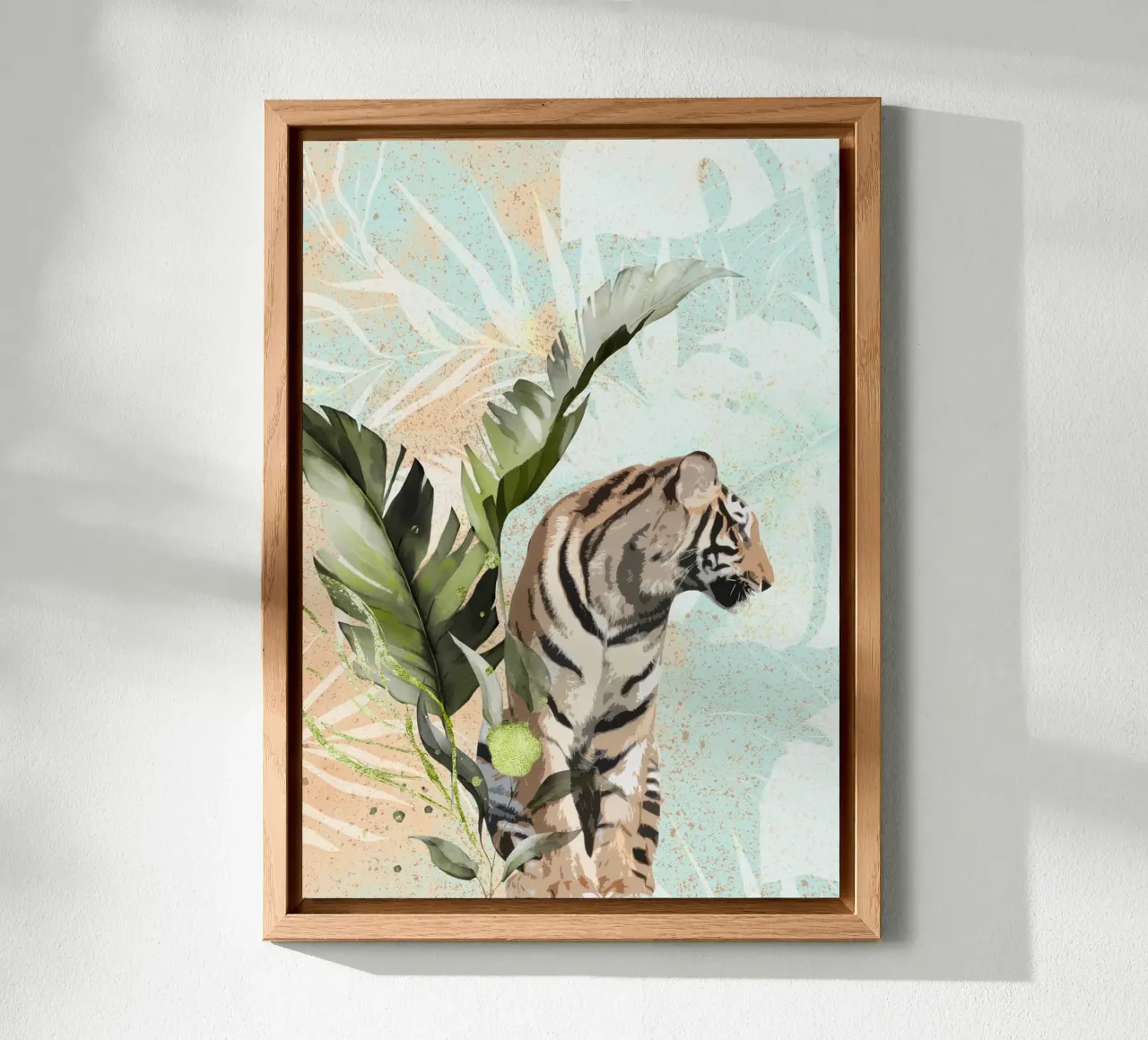 Tiger with Leaf alluminio dibond da lazydaypaper