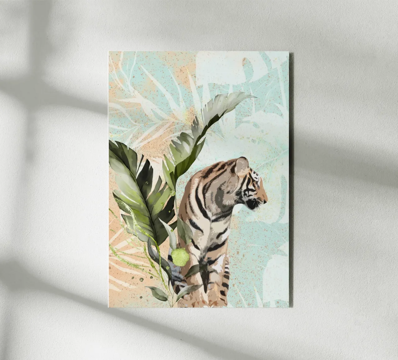 Tiger with Leaf alluminio dibond da lazydaypaper