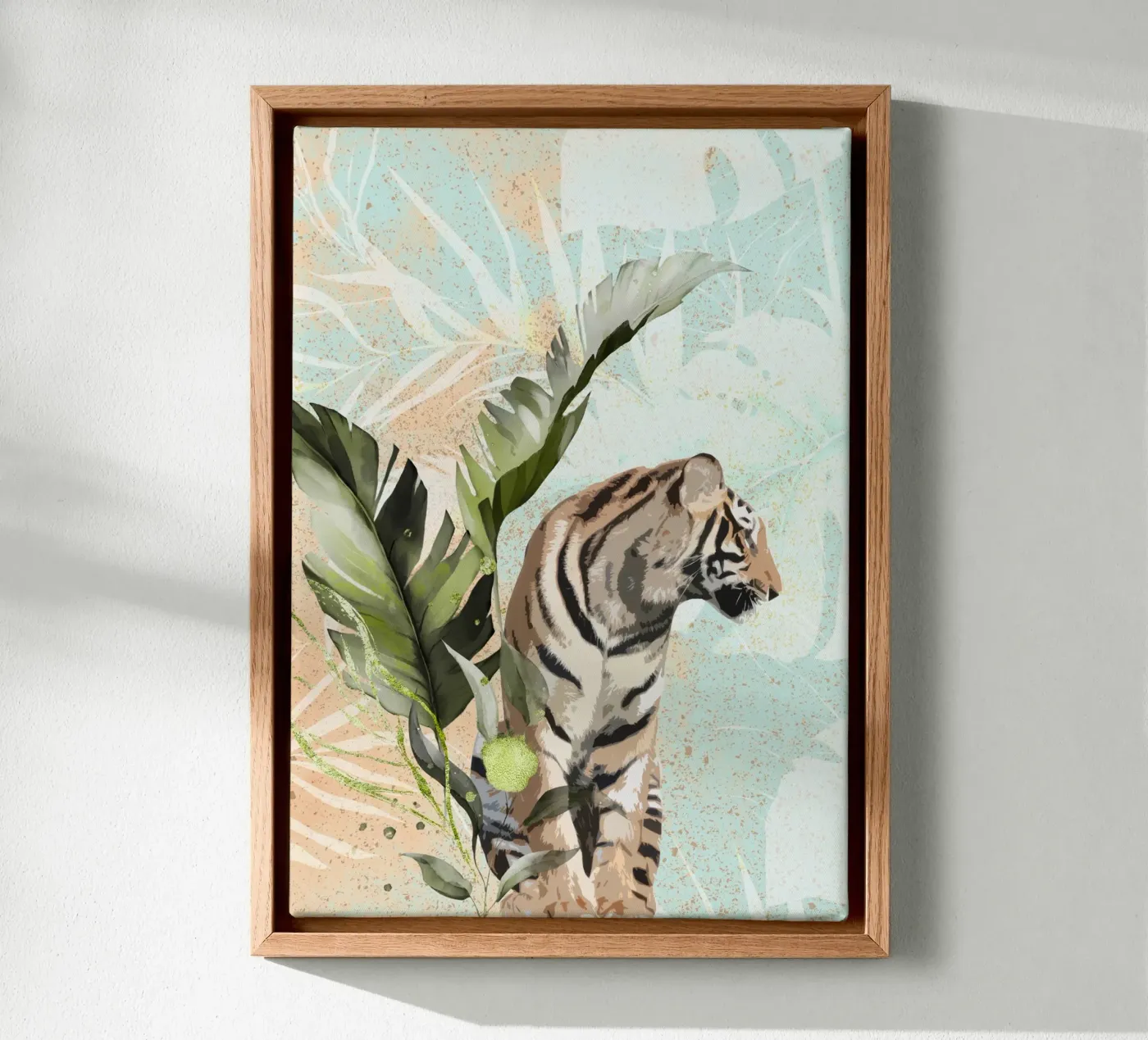 Tiger with Leaf tela da lazydaypaper